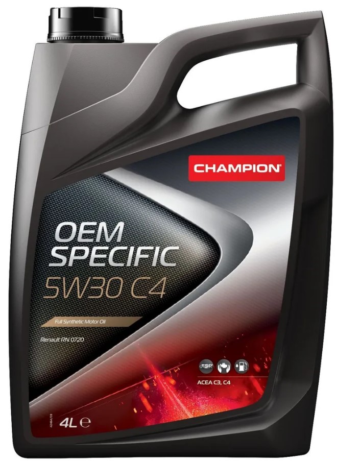 Масло мот. CHAMPION OEM SPECIFIC 5W30 C4, ACEA:C4 (4л) синт. RN 0720