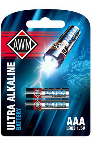 Мизинчиковые щелочные батарейки AWM AAA LR03 1.5 V блистер (комплект 2 штуки) Снят с производства