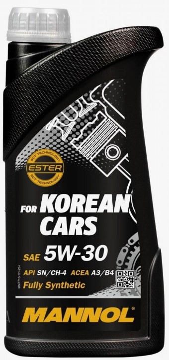 Масло Mannol 5w30 син.  for Korean cars 7713 1л  (API SN/SM/SL) ( уп.20 шт)