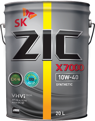 Масло синтетическое ZIC X7000 10W-40 (CK-4) (20 л) (CK-4, CJ-4, SN, E9/E7, MB 228.31, VDS-4.5, MAN 3575, ECF-1A/2/3